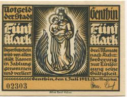 Genthin - Stadt - 1.7.1921 - 5 Mark