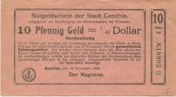 Genthin - Stadt - 16.11.1923 - 10 Gold-Pfennig