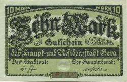 Gera - Stadt - - 1.2.1919 - 10 Mark