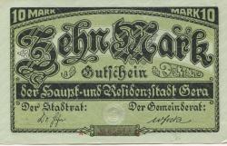 Gera - Stadt - - 1.2.1919 - 10 Mark