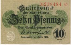 Gera - Stadt - 1919 - 10 Pfennig