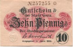 Gera - Stadt - 1920 - 10 Pfennig