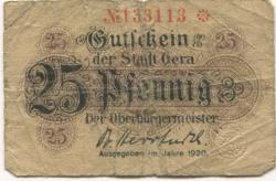 Gera - Stadt - 1920 - 25 Pfennig