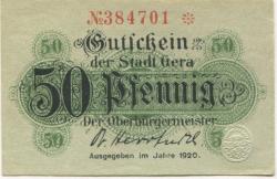 Gera - Stadt - 1920 - 50 Pfennig