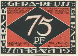 Gera - Stadt - 1.5.1921 - 75 Pfennig