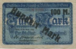 Gera - Stadt - 25.9.1922 - 8.11.1922 - 100 Mark
