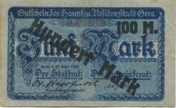 Gera - Stadt - 25.9.1922 - 8.11.1922 - 100 Mark