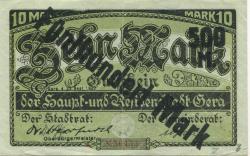 Gera - Stadt - 25.9.1922 - 8.11.1922 - 500 Mark