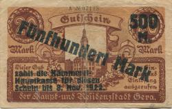 Gera - Stadt - 25.9.1922 - 8.11.1922 - 500 Mark