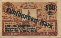 Gera - Stadt - 25.9.1922 - 8.11.1922 - 500 Mark