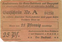 Gera-Debschwitz - Konsumverein für Gera-Debschwitz und Umgegend eGmbH - -- - 25 Pfennig