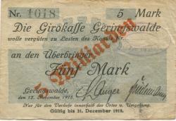 Geringswalde - Stadtgirokasse - -- - 5 Milliarden Mark