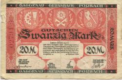 Gernsbach - Stadt - Oktober 1922 - 20 Mark