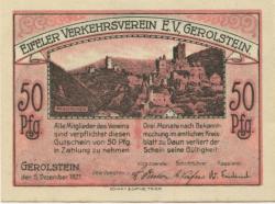 Gerolstein - Eifeler Verkehrsverein eV - 5.12.1921 - 50 Pfennig