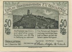 Gerolstein - Eifeler Verkehrsverein eV - 5.12.1921 - 50 Pfennig