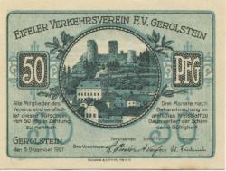 Gerolstein - Eifeler Verkehrsverein eV - 5.12.1921 - 50 Pfennig