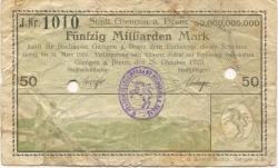 Giengen - Stadt - 25.10.1923 - 31.3.1924 - 50 Milliarden Mark