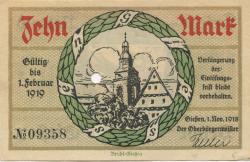 Gießen - Stadt - 1.11.1918 - 1.2.1919 - 10 Mark