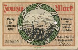 Gießen - Stadt - 1.11.1918 - 1.2.1919 - 20 Mark