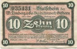 Gifhorn - Limberg, W., & Co, Glasfabrik - 1.3.1920 - 10 Pfennig