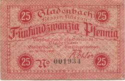 Gladenbach - Gemeinde - 20.3.1920 - 25 Pfennig