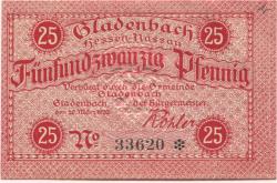 Gladenbach - Gemeinde - 20.3.1920 - 25 Pfennig