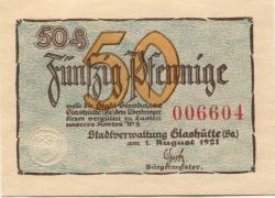 Glashütte - Stadt - 1.8.1921 - 50 Pfennig