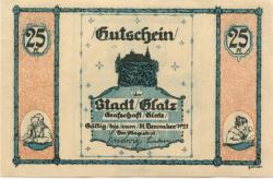 Glatz (heute: PL-Klodzko) - Stadt - - 31.12.1921 - 25 Pfennig 