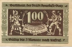 Glatz (heute: PL-Klodzko) - Stadt-Sparkasse - 6.10.1921 - 100 Pfennig