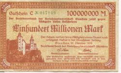 Glauchau - Amtshauptmannschaft - 20.10.1923 - 100 Millionen Mark