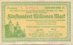 Glauchau - Amtshauptmannschaft - 20.10.1923 - 500 Millionen Mark