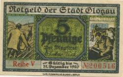 Glogau (heute: PL-Glogow) - Stadt - - 31.12.1920 - 5 Pfennig