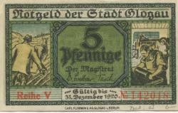 Glogau (heute: PL-Glogow) - Stadt - - 31.12.1920 - 5 Pfennig