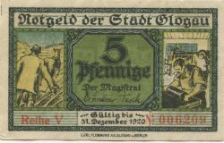 Glogau (heute: PL-Glogow) - Stadt - - 31.12.1920 - 5 Pfennig