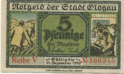 Glogau (heute: PL-Glogow) - Stadt - - 31.12.1920 - 5 Pfennig