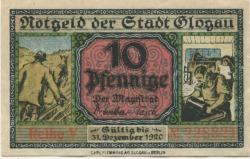 Glogau (heute: PL-Glogow) - Stadt - - 31.12.1920 - 10 Pfennig
