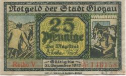 Glogau (heute: PL-Glogow) - Stadt - - 31.12.1920 - 25 Pfennig