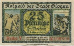 Glogau (heute: PL-Glogow) - Stadt - - 31.12.1920 - 25 Pfennig