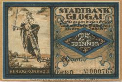 Glogau (heute: PL-Glogow) - Stadtbank - -- - 25 Pfennig