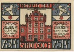 Goch - Stadt - 1.1.1922 - 75 Pfennig