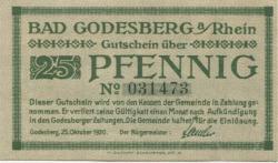 Godesberg (heute: Bonn) - Stadt - 25.10.1920 - 25 Pfennig