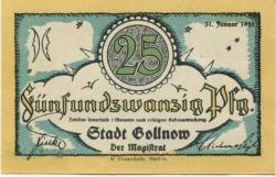 Gollnow (heute: PL-Goleniow) - Stadt - 31.1.1921 - 25 Pfennig