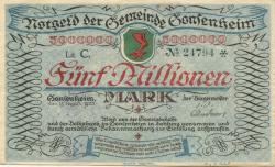 Gonsenheim (heute: Mainz) - Gemeinde - 17.8.1923 - 5 Millionen Mark 