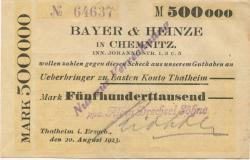 Gornsdorf - Drechsel, Albin, Söhne - 20.8.1923 - 500000 Mark 