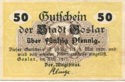 Goslar - Stadt - Mai 1917 - 1.5.1920 - 50 Pfennig 