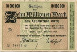 Greiz - Kreis - 3.10.1923 - 10 Millionen Mark