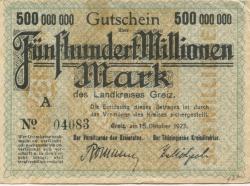 Greiz - Kreis - 15.10.1923 - 500 Millionen Mark