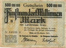 Greiz - Kreis - 15.10.1923 - 500 Millionen Mark