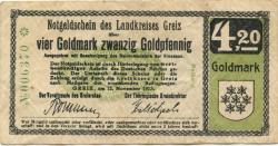 Greiz - Kreis - 12.11.1923 - 4.20 Gold-Mark