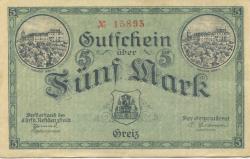 Greiz - Stadt - 1.11.1918 - 5 Mark